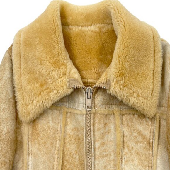 Vintage Leather Attic Shearling Sheepskin Aviator Moto Jacket Men's Small 36 - Picture 2 of 12